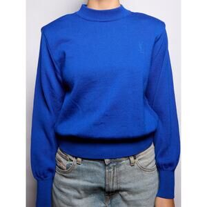 YSL Blue Logo Wool Sweater